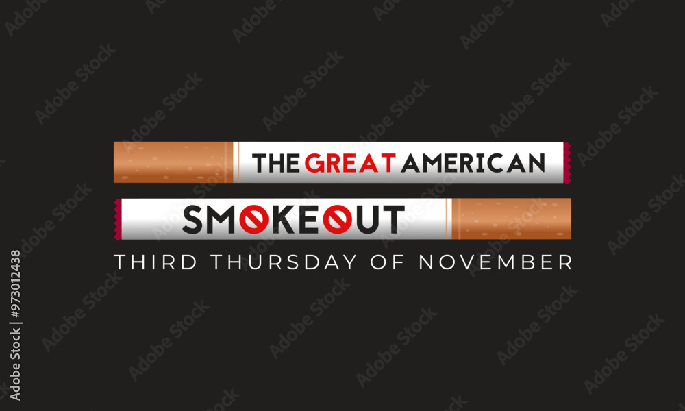 The great American Smokeout banner design in white and black background. American flag with cigarette icon vector. Stop smoking campaign vector illustration. The great American Smokeout banner design in white and black background. American flag with cigarette icon vector. Stop smoking campaign vector illustration.