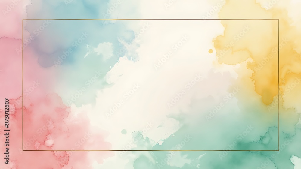 Obraz premium Soft watercolor background in pastel colors, creating a serene and artistic atmosphere. Ideal for use in invitations, greeting cards, and creative projects.