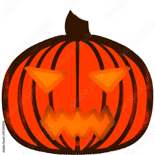 Red Pimpkin Scary Face Halloween Illustration