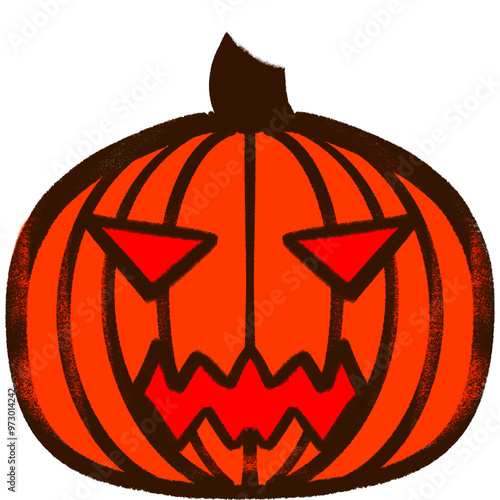 Red Pimpkin Scary Red Face Halloween Illustration