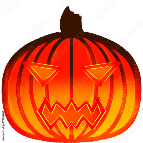 Red Light Pimpkin Glowing Devil Face Halloween Illustration