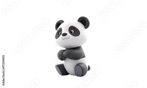 3d cute panda transparent background 