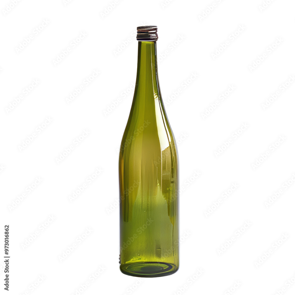 Elegant Green Glass Bottle with Cork Closure for Liquids. Elegant Green Glass Bottle with Cork Closure for Liquids.