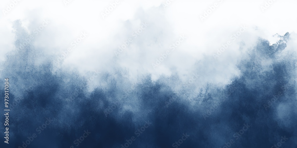 Obraz premium Abstract blue watercolor background with white clouds.