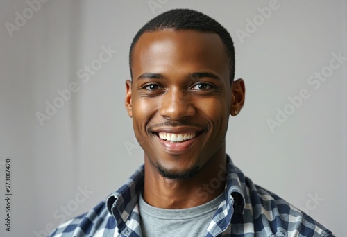 Obraz na płótnie Confident Young African American Male in Casual Attire Isolated on Transparent Background w salonie