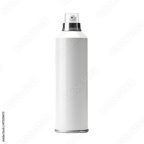 Simple White Spray Can with Metallic Nozzle and Base Design