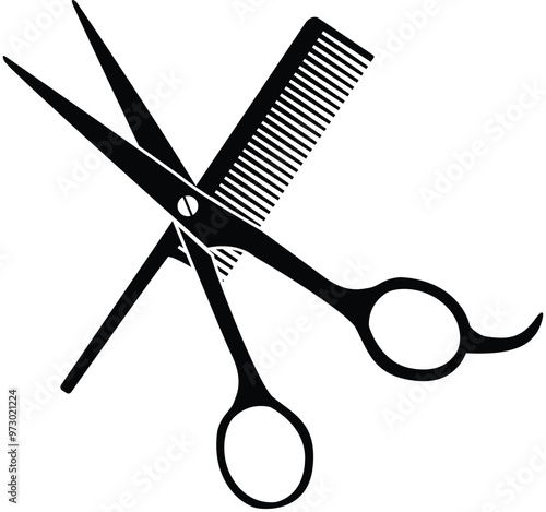 scissor with comb sign, scissor with comb, salon symbol, scissors hairbrush logo, Barbershop symbols, salon logo