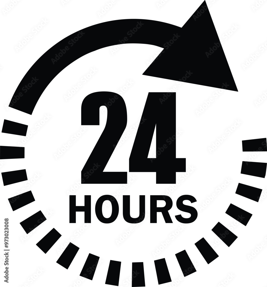 24 hours Order and service, Time Management Icon, 24 Hours icon, Twenty four hours sign Black 24 hours Order and service, Time Management Icon, 24 Hours icon, Twenty four hours sign Black