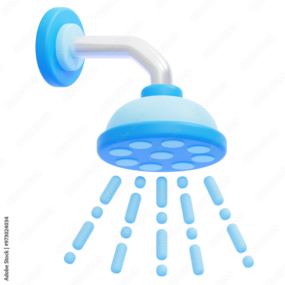 Fototapeta premium PNG 3D Shower Icon Isolated on a White Background