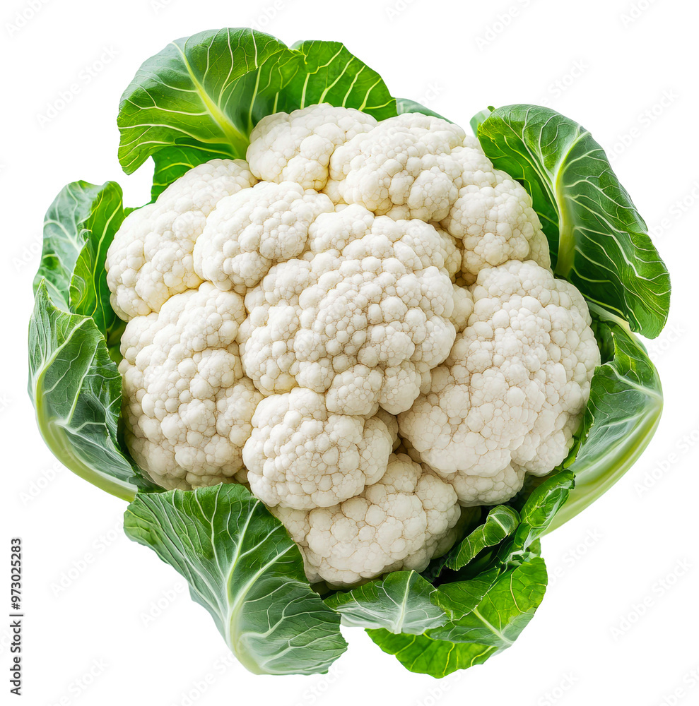 PNG Fresh cauliflower with green leaves