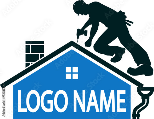 Roof and drainpipe repair symbol for business