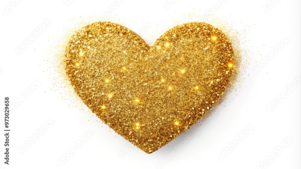 Sparkling gold glitter heart on a white background, gold, glitter, heart, shiny, sparkle, love, romantic Sparkling gold glitter heart on a white background, gold, glitter, heart, shiny, sparkle, love, romantic