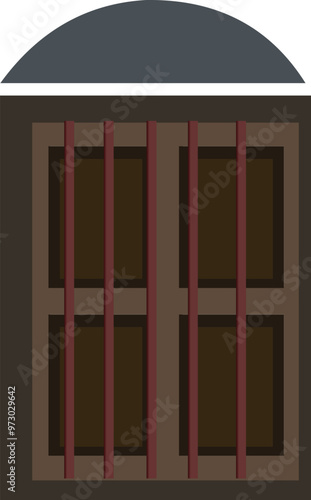 Ancient wooden window design. Window illustration isolated icon for cartoon