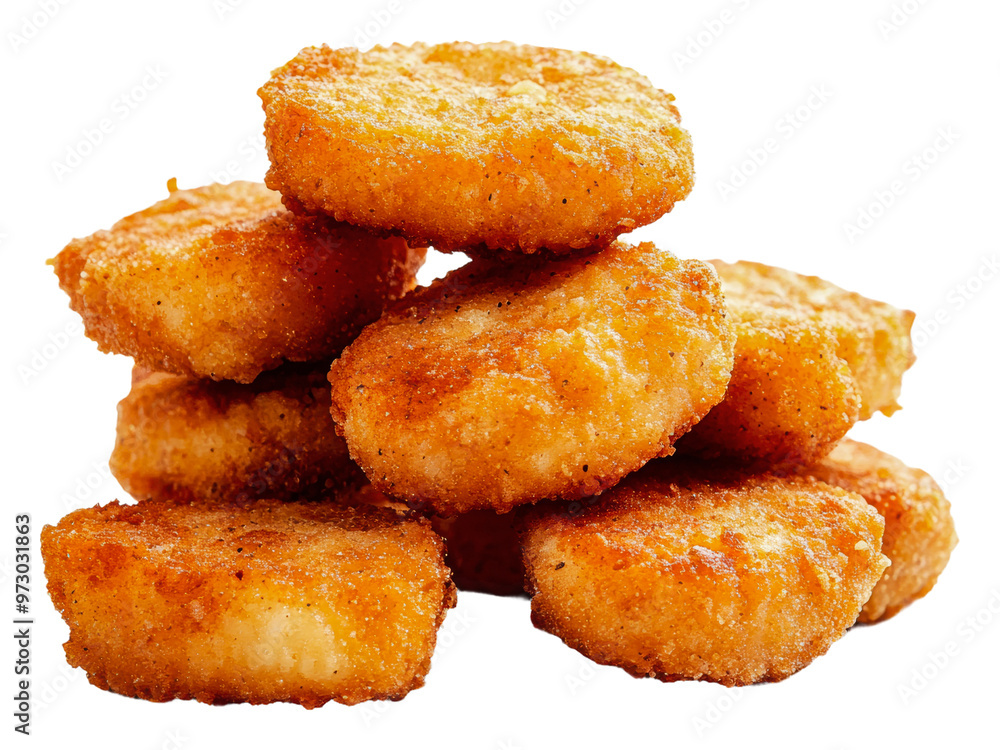 PNG Crispy chicken nuggets on white background PNG Crispy chicken nuggets on white background