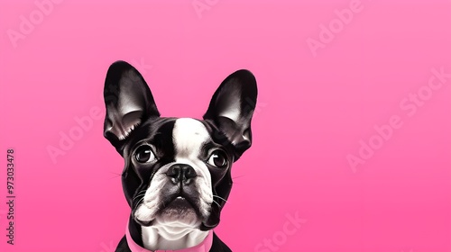 french bulldog on pink background