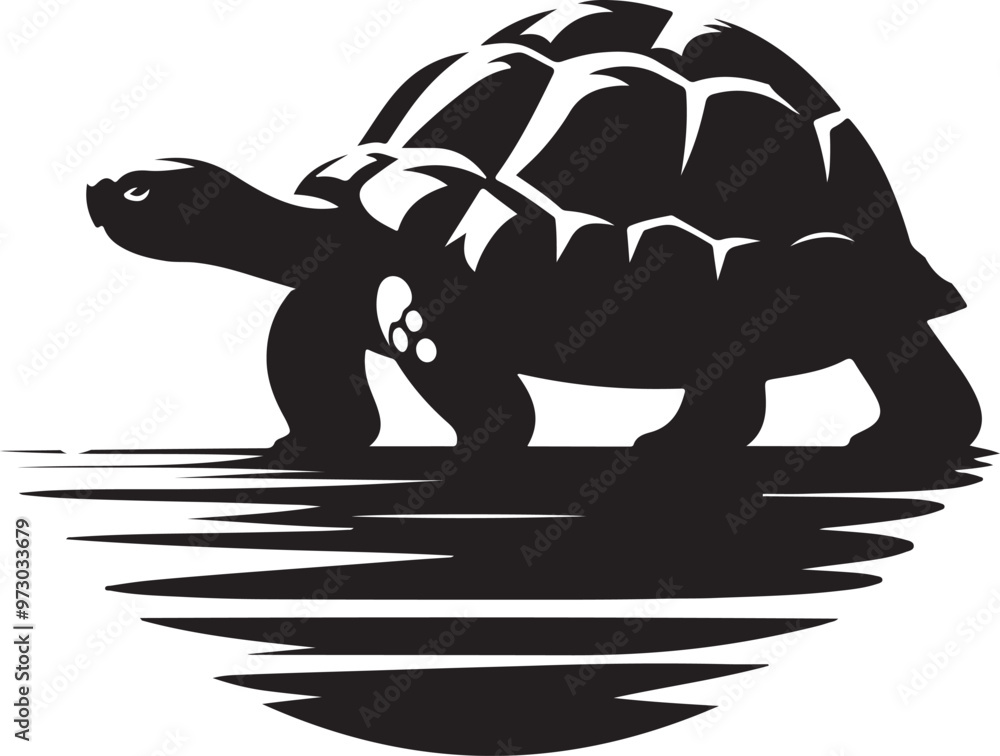 Fototapeta premium Turtle silhouette vector illustration on a white background.GENERATIVE AI