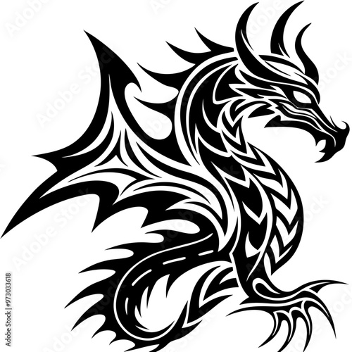 dragon tattoo vector.dragon vector. Silhouette.fire spitting dragon silhouette vector illustration Dragon SVG Bundle . 
Tribal Dragon Tattoo Designs . Chinese Dragon Clipart . Mythical Beast Vector .