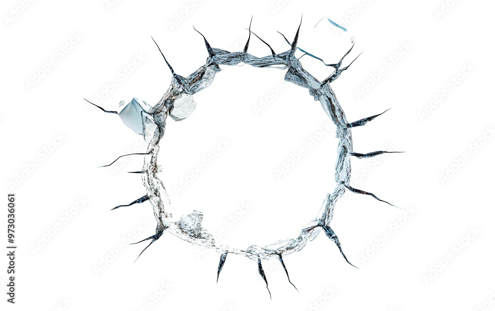 Bullet hole with cracked jagged isolated on white or transparent background Bullet hole with cracked jagged isolated on white or transparent background