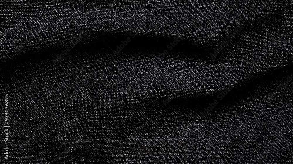 Close-up of a black woven fabric with a subtle texture. Close-up of a black woven fabric with a subtle texture.