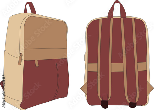 School backpack cartoon isolated, Set bag school flat isolated on white background, backpack icon colorfull