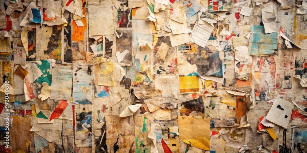 Grunge texture background of old torn posters on creased paper surface Grunge texture background of old torn posters on creased paper surface