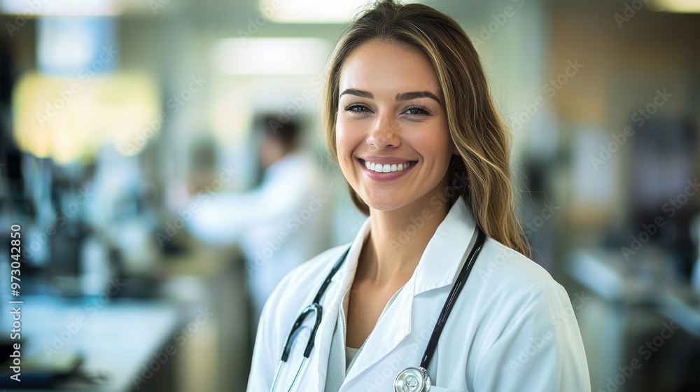 Smiling Doctor in White Coat with Stethoscope, Close Up Portrait, Blurred Background, Healthcare, Hospital, Medical, doctor Smiling Doctor in White Coat with Stethoscope, Close Up Portrait, Blurred Background, Healthcare, Hospital, Medical, doctor