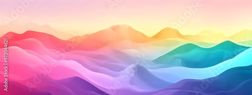 Colorful background with a gradient, a vector illustration of an abstract, colorful, wavy mountain landscape