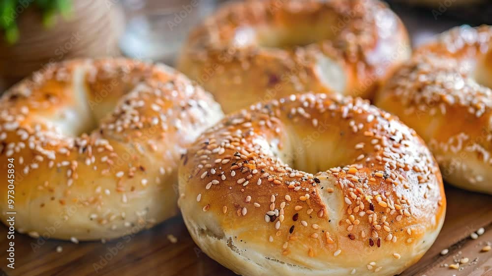 Montreal-style bagels on the table moves with smoke around Montreal-style bagels on the table moves with smoke around