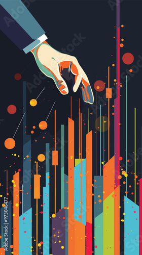 Businessman hand changing graph direction from fall to rise, symbolizing central bank support for stock markets during economic and financial crisis.