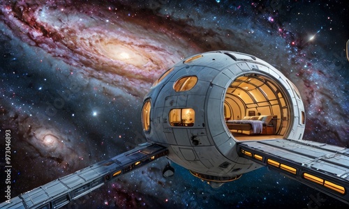 Wallpaper Mural Modern Space Habitat with Cosmic View Torontodigital.ca