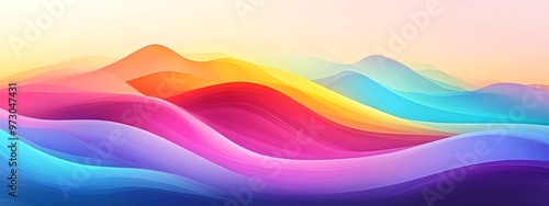 Colorful background with a gradient, a vector illustration of an abstract, colorful, wavy mountain landscape