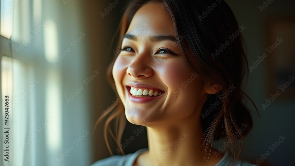 Portrait of a happy woman, close-up. Portrait of a happy woman, close-up.