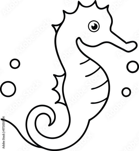 Magical Seahorse Underwater Journey Vector Art for Kids Coloring Fun 