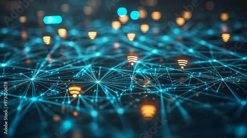 Abstract Network with Wifi Signals and Connections