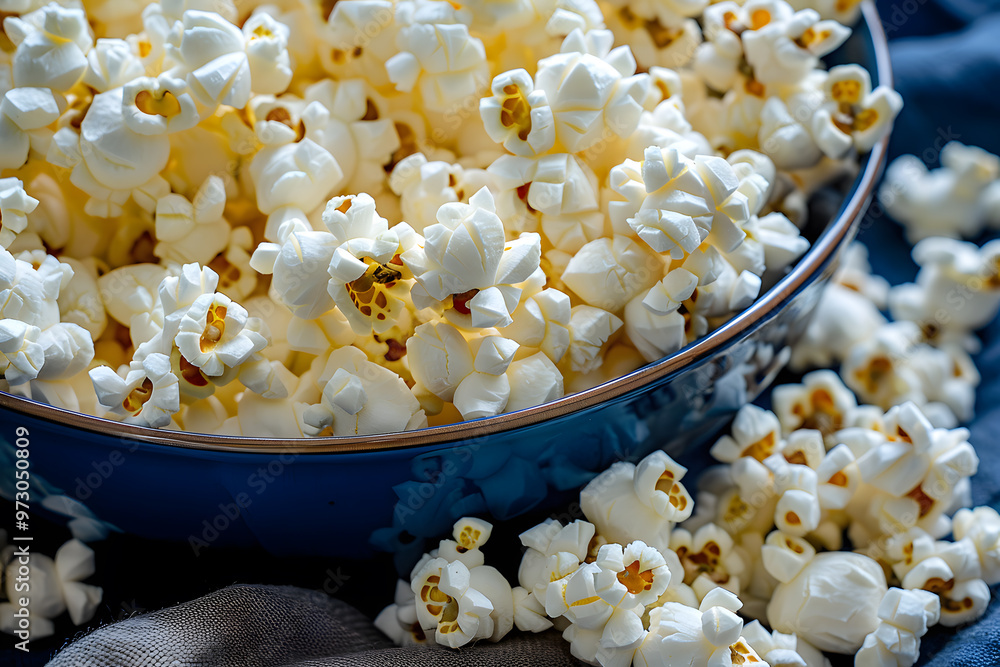 Classic bowl of buttery and salty popcorn filling a large bowl for sharing Classic bowl of buttery and salty popcorn filling a large bowl for sharing