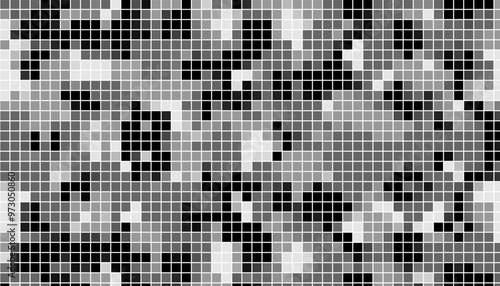 Black and white camouflage pixel effect. Abstract vector Geometric pattern. Vector Format Illustration 