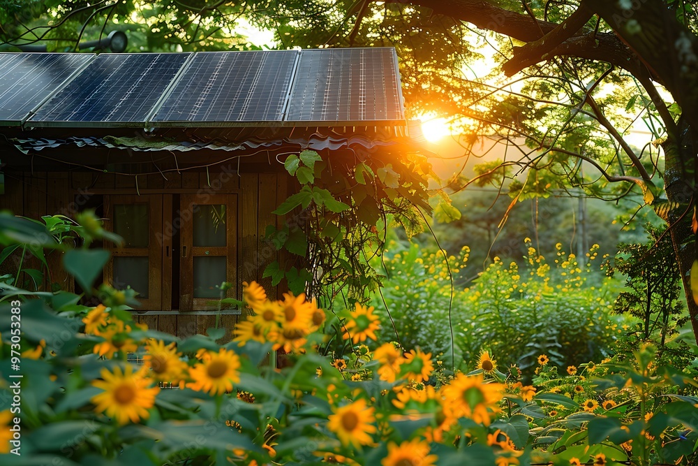 Solar energy from rooftop panels promotes green industry. Solar energy from rooftop panels promotes green industry.