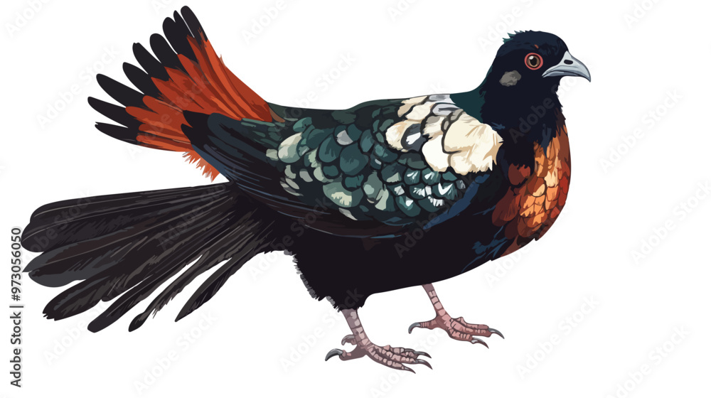 Fototapeta premium Bird Black-billed Capercaillie Stock Vector Illustration isolated on white background