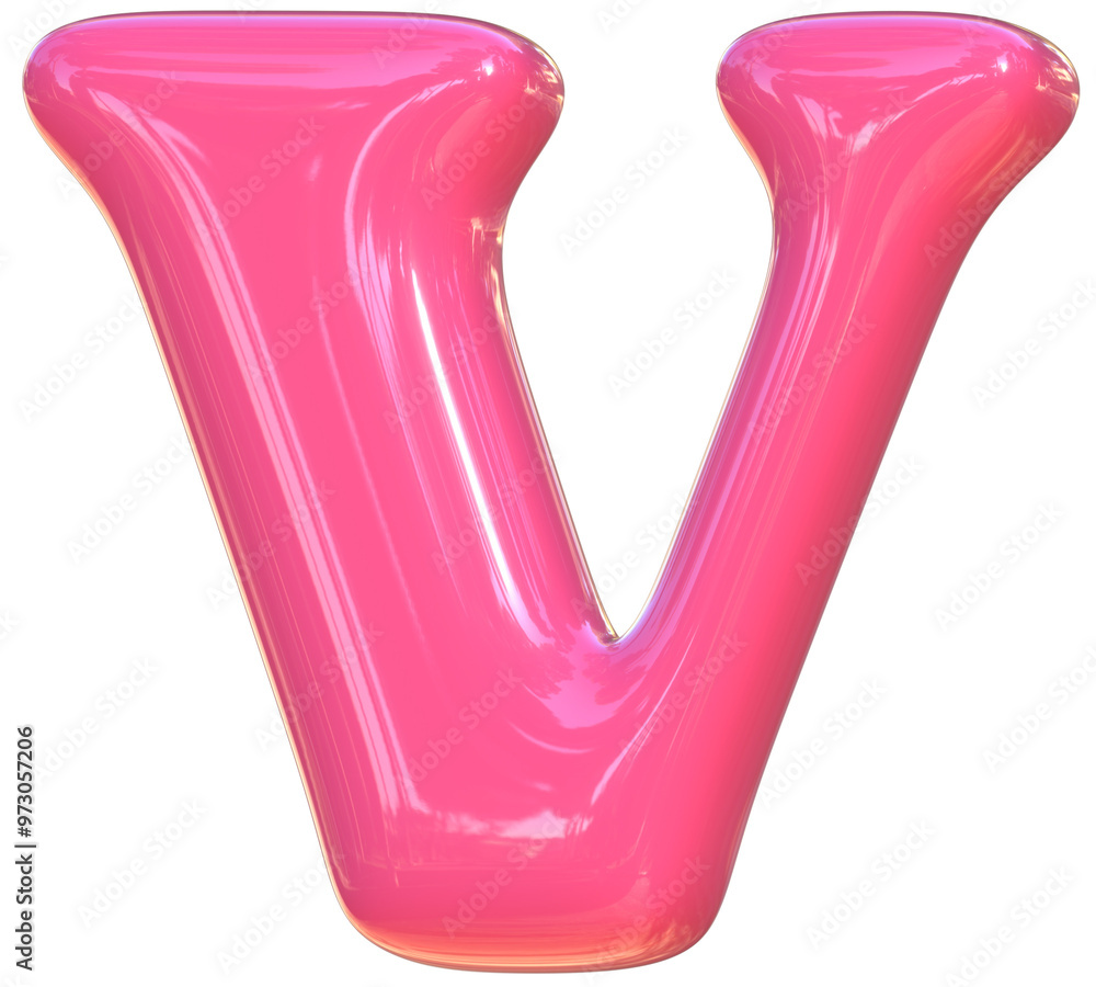V cute 3D alphabet kawaii and colorful letters V cute 3D alphabet kawaii and colorful letters