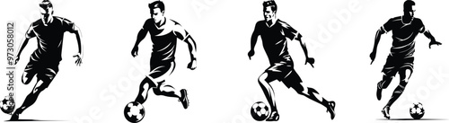 Minimalist Soccer Player Vector Silhouettes