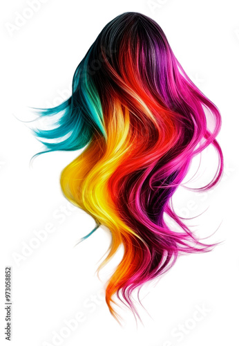 PNG Colorful curly rainbow hair makeover