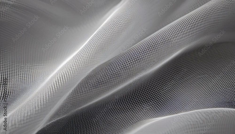 Naklejka premium Abstract wavy shapes in white fabric against a black backdrop