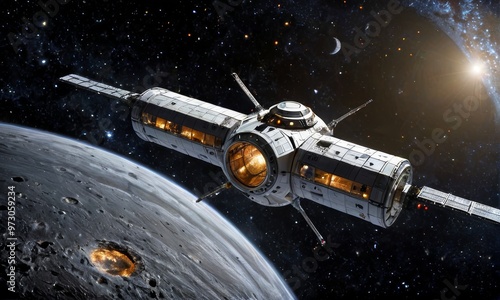 Wallpaper Mural Futuristic Lunar Orbital Spacecraft Torontodigital.ca