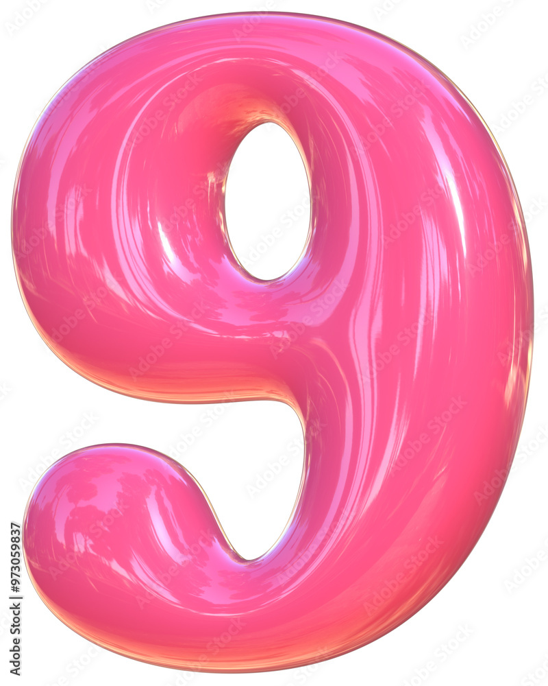 Nine 9 cute 3D number alphabet kawaii and colorful letters Nine 9 cute 3D number alphabet kawaii and colorful letters