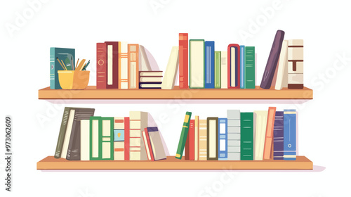 Book Shelf Concept Home Library Corner of Education isolated on white background