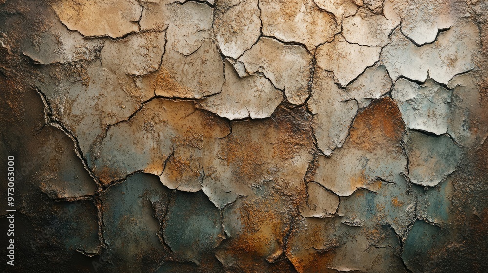 A textured abstract background with a rough, weathered appearance, resembling cracked paint. A textured abstract background with a rough, weathered appearance, resembling cracked paint.