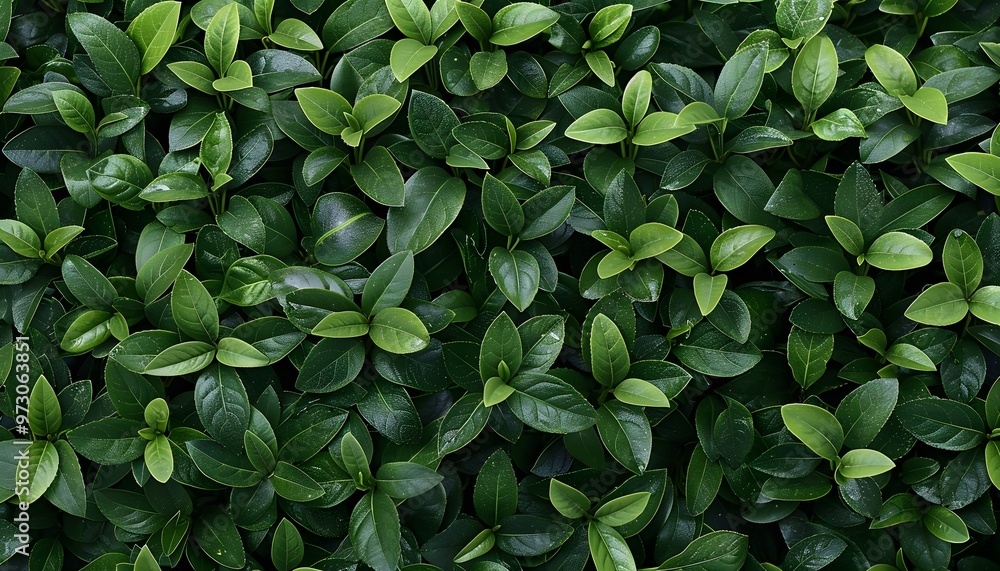 Fototapeta premium Green tea plant top view.