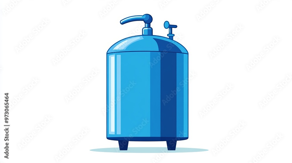 Vector illustration of a blue water tank with a tap isolated on a white background Vector illustration of a blue water tank with a tap isolated on a white background