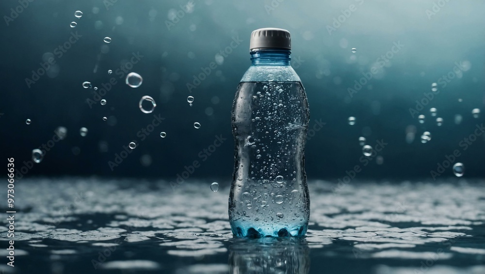 Elegant water bottle with bubbles for a clean brand. Elegant water bottle with bubbles for a clean brand.