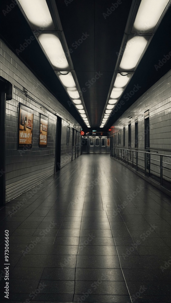 Empty subway corridor with advertising spaces. Empty subway corridor with advertising spaces.